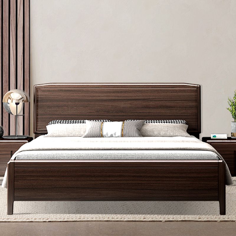 Mid-century Wood Walnut Bed Frame 85-In D Panel Bed Frame in Brown