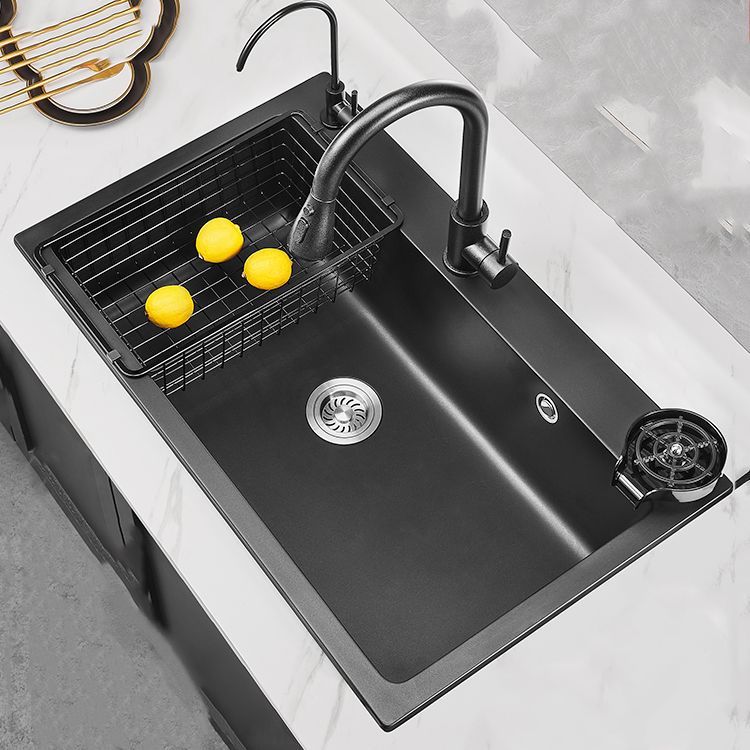 Modern Kitchen Sink White Pull-out Faucet Rectangular Anti-spill Kitchen Sink