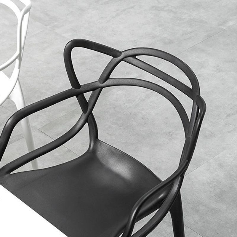 Contemporary Style Dining Armchair Plastic Open Back Dining Chair