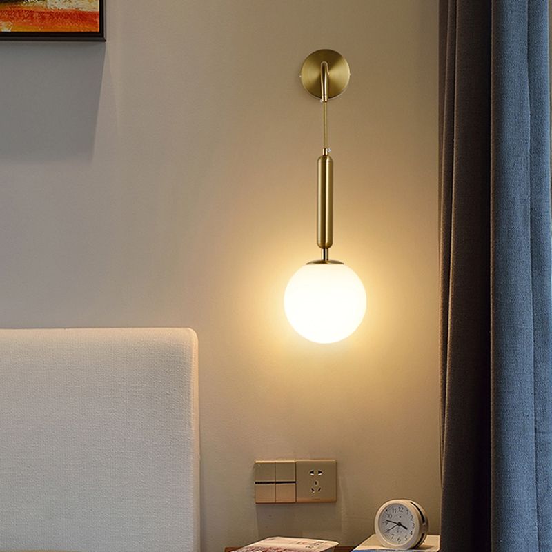 Glass Ball Shade Wall Lighting Modern Style Single Light Wall Mounted Light Fixture