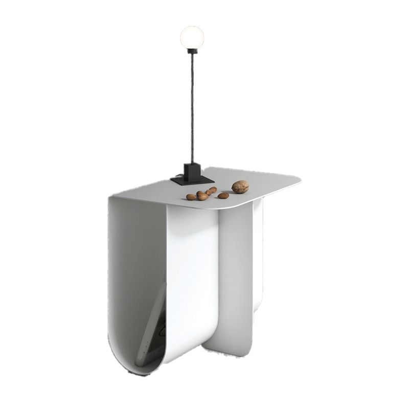 Metal Rectangle Top Side Table 14.96" Tall Abstract Base End Table with Storage