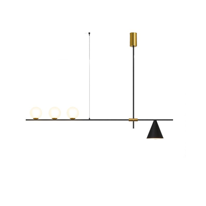 Multi - Light Kitchen Island Fixture Modern Iron and Glass Ceiling Pendant in Black / Gold