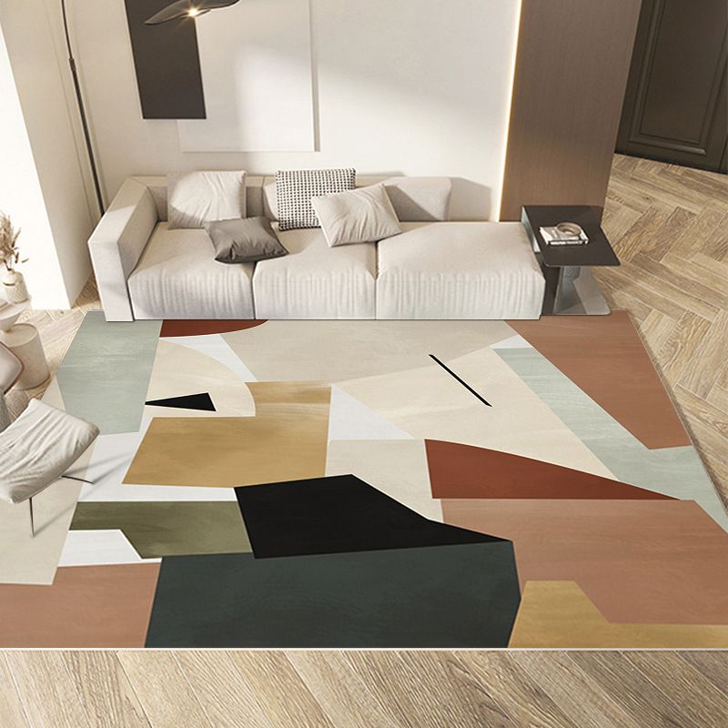 Orange Nordic Rug Polyester Color Piece Rug Washable Rug for Living Room
