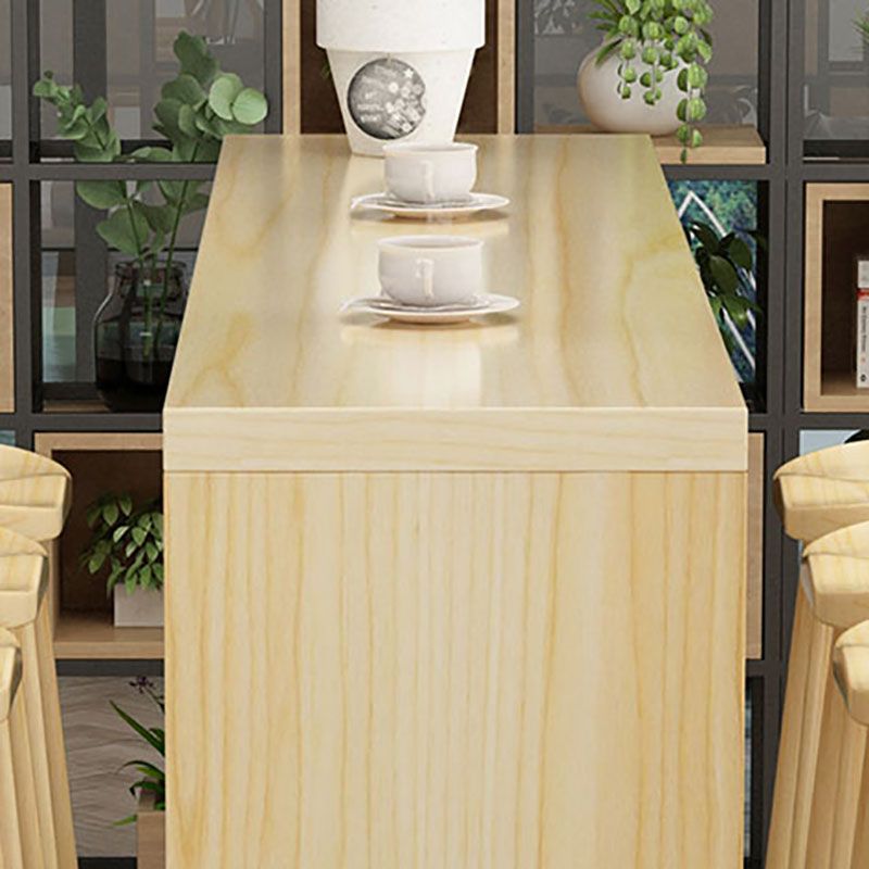 Industrial Natural Wood Bar Table Rectangle Top 41.34"H Indoor Bistro Table