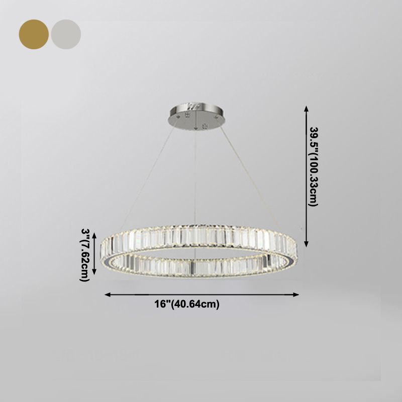 Modern Simple LED Chandelier Crystal Circular Pendant Light for Bedroom