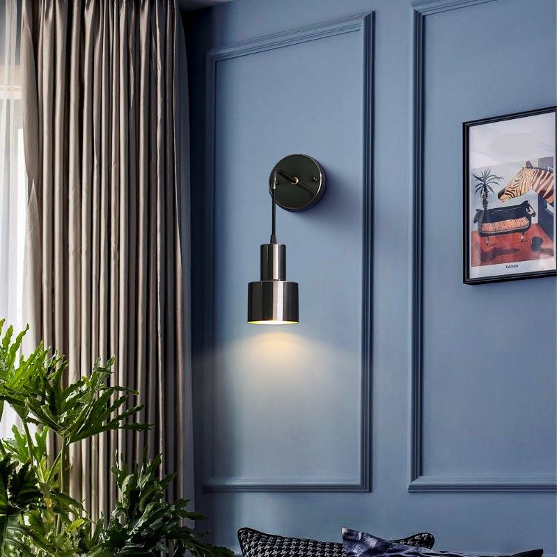 Modern Luxury Single Wall Lamp Copper Cylindroid Hanging Wall Light for Interior Spaces
