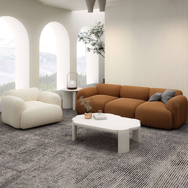 Fabric Rolled Arm Sofa Contemporary Standard Settee for Living Room
