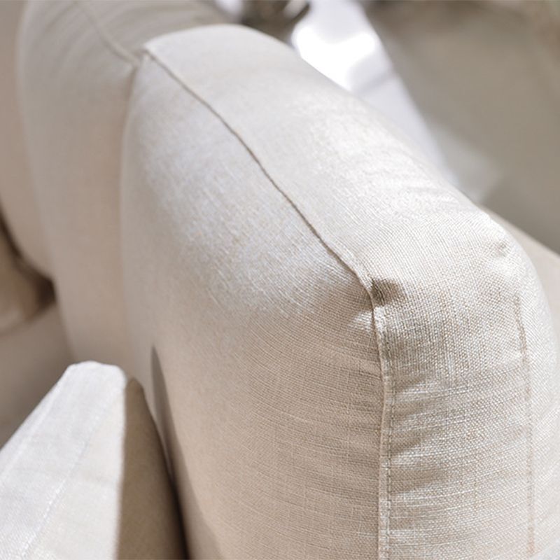 Contemporary Slipcovered Living Room Square Arm Pillows Seating