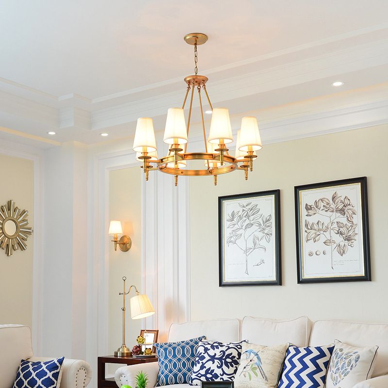 Fabric Contemporary Hanging Light Fixtures Wheel Ceiling Light for Living Room