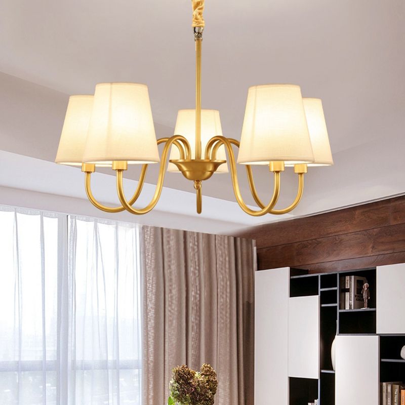 Metal Conical Hanging Pendant Light Traditional Dinning Room Pendant Chandelier in Gold