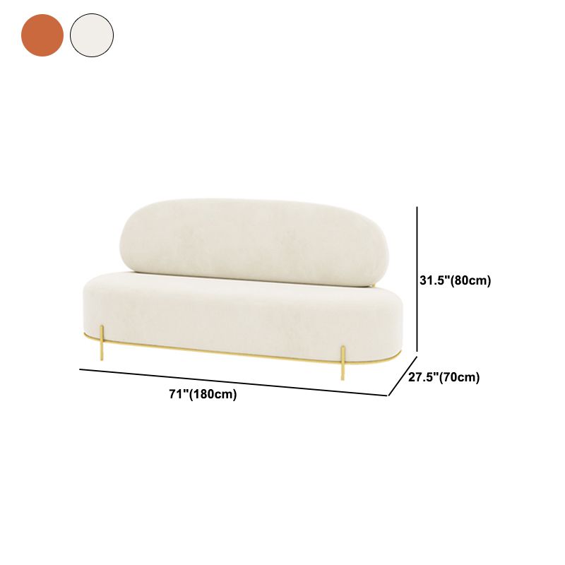 Contemporary White / Orange 31.5" H Velvet Armless Sofa for Living Room