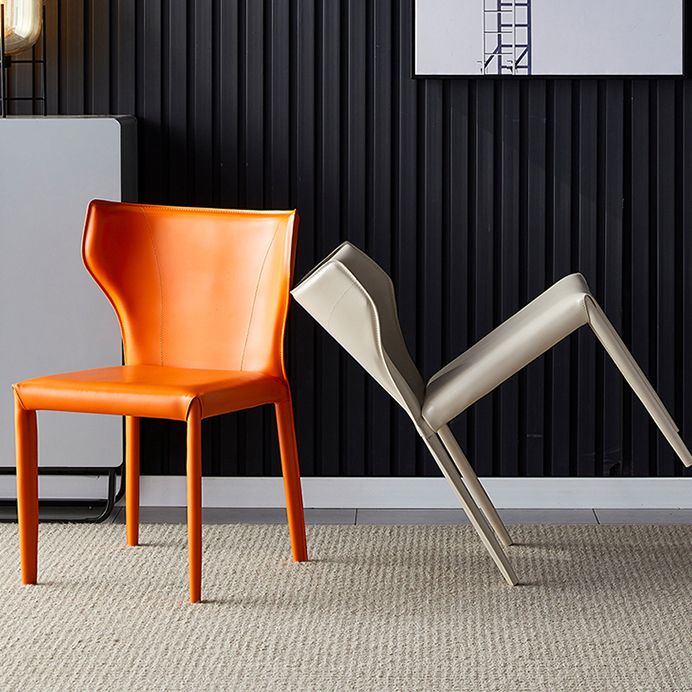 Chaise de salle à manger en cuir de cuisine, chaise d'appoint à oreilles de 32 pouces de hauteur avec 4 pieds en métal