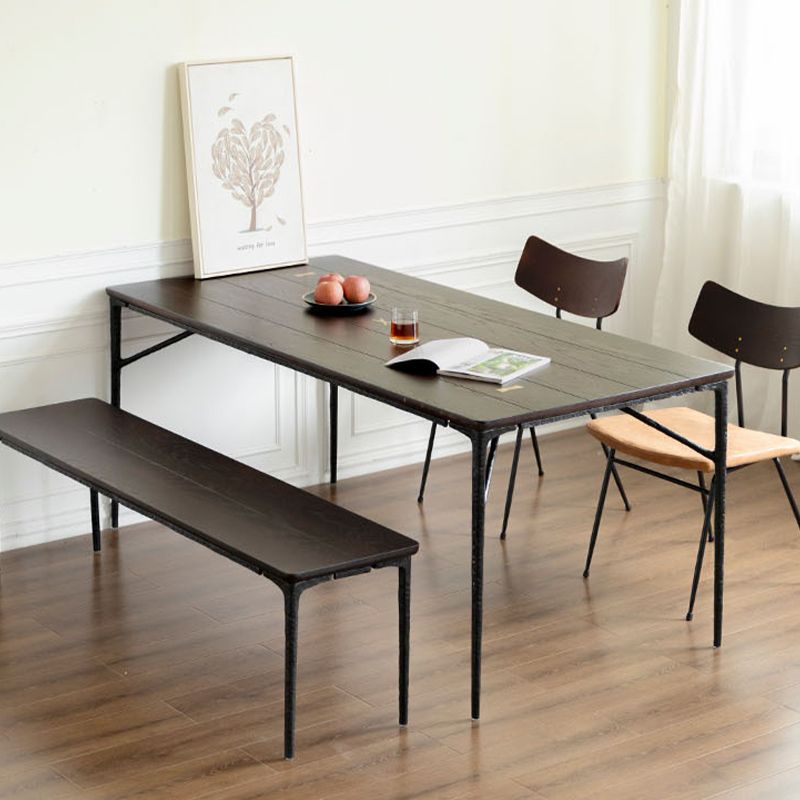 Luxury Oak Wood Table for Restaurant Rectangle Dining Table with Metal 4 Legs