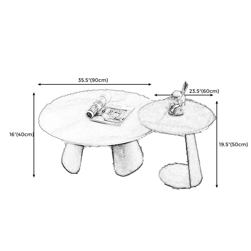 3 Legs Base Cocktail Table Rock Plate Table Round Coffee Table with Metal Base