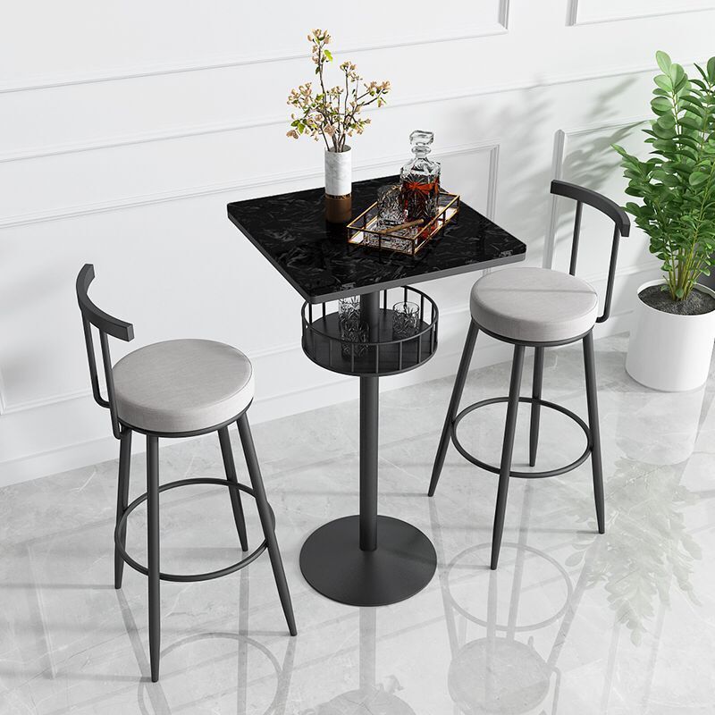 Scandinavian Metal Barstool Fabric Counter Stool in Matte Finish