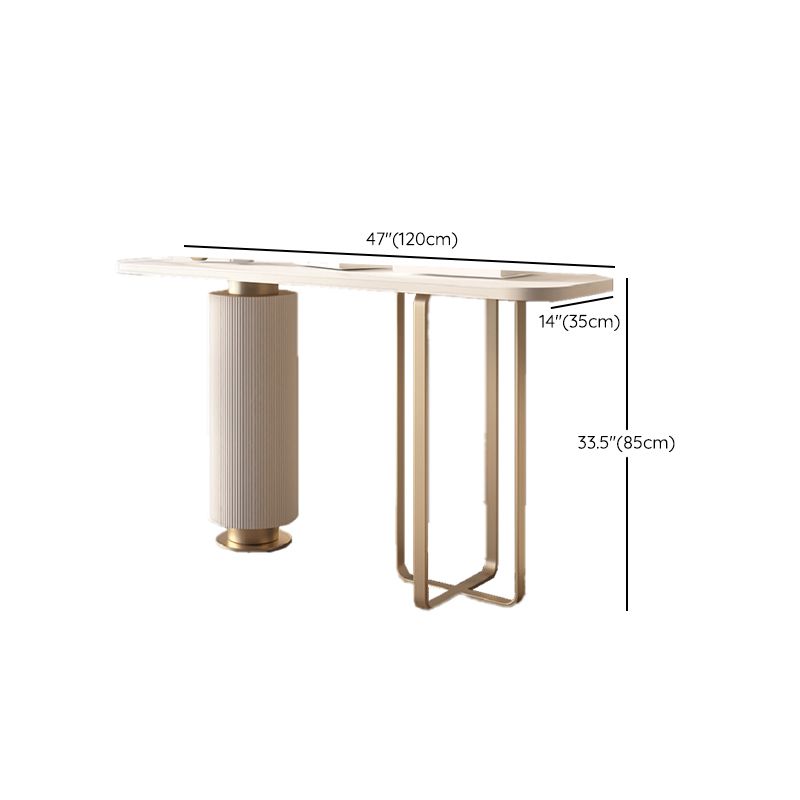 Contemporary Rectangle Accent Table Antique Finish Console Sofa Table in Stone