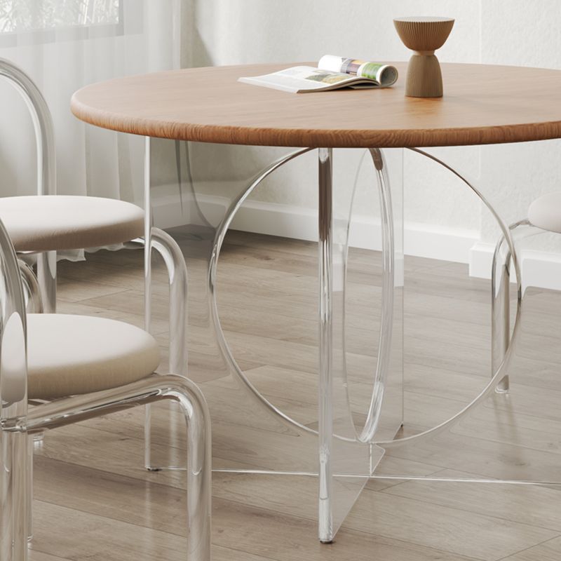 Round Dining Table Set 1/2/3/4 Pcs Acrylic Base Table and Chairs