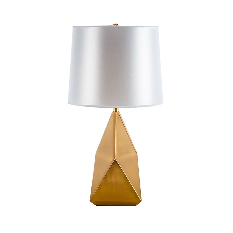 Wit geometrische nachtlamp luxe 1-head metalen tafelverlichting met vatstofschaduw