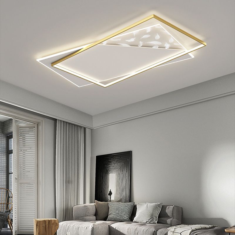 Forme géométrique LED plume plafonnier moderne en aluminium 2 lumières encastré pour chambre à coucher