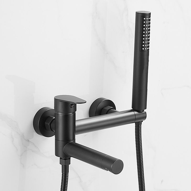 Contemporary Wall Mounted Tub Filler Single Handle Metal Faucet