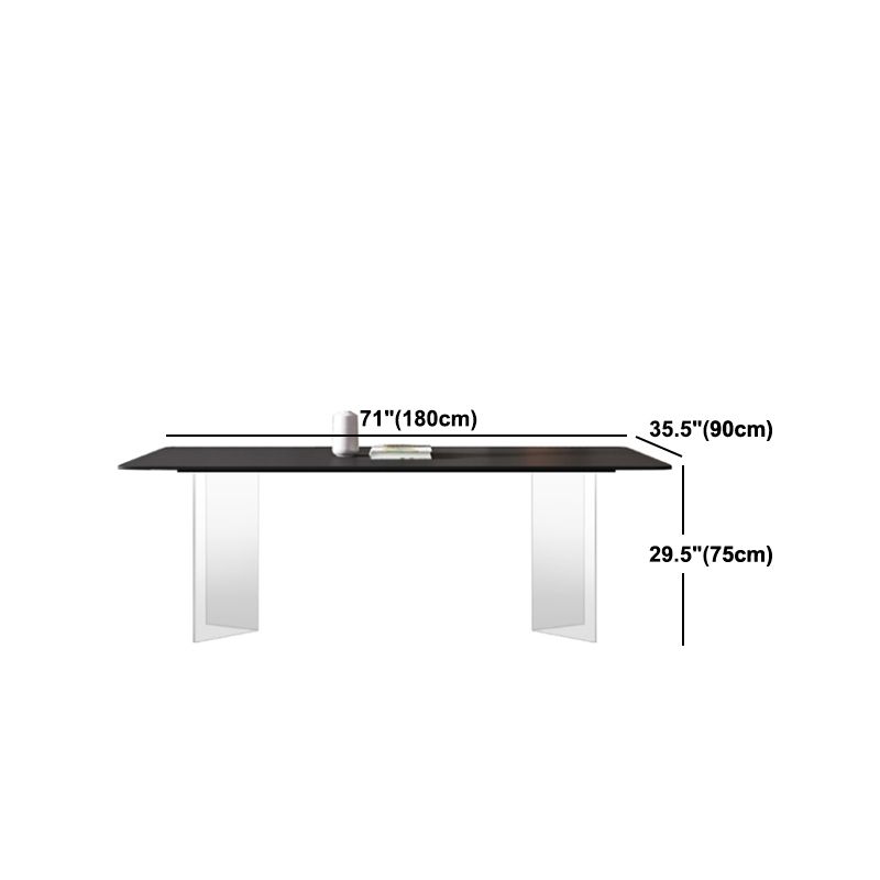 Modern Style Rectangle Dining Table Sintered Stone Table with Acrylic Base