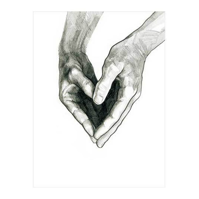 Scandinavian Two Hands Portrait Painting White Kitchen Backsplash Wall Art Print