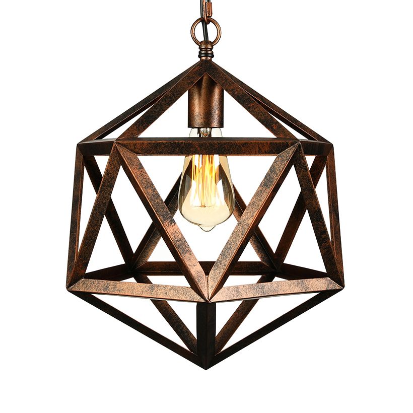 14 "/ 18" Dia Geométrique Métal Éclairage pendentif industriel 1 Bulbe Room Plafond Light in Black / Rust