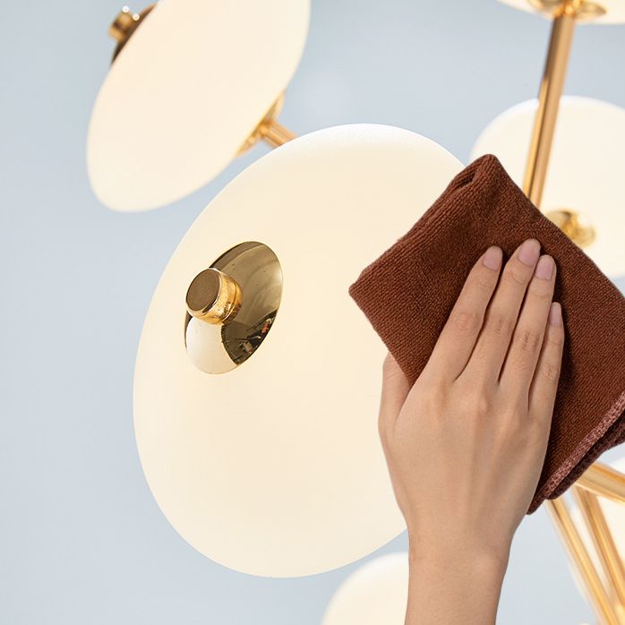 Bean Shaped Chandelier Minimalist Acrylic Bedroom LED Hanging Ceiling Light in Gold