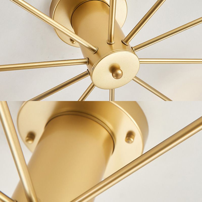 Lacquered Ceiling Light in Industrial Retro Style Sputnik Metal Semi Flush Mount for Bedroom