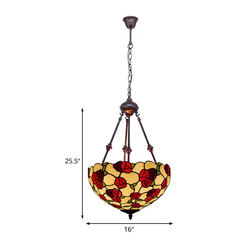 Schüssel Kronleuchter Beleuchtung 2 Lichter handgeschnitten Glas Victorian Pendellampe in Rot/Rosa/Lila für Schlafzimmer