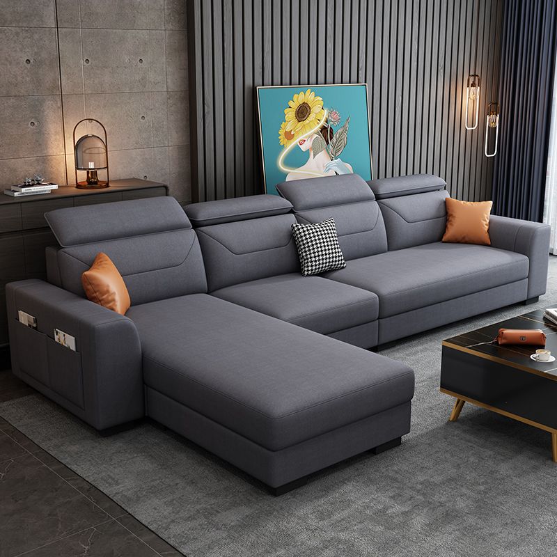 108.66"L x 57.09"W x 35.43"H 4-seat Cushion Back Sofa Tuxedo Arm Sectionals with Storage