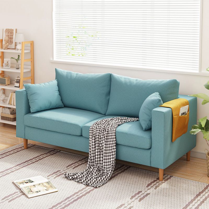 Contemporary Square Arm Sofa Stain Resistant Fabric Settee for Bonus Room