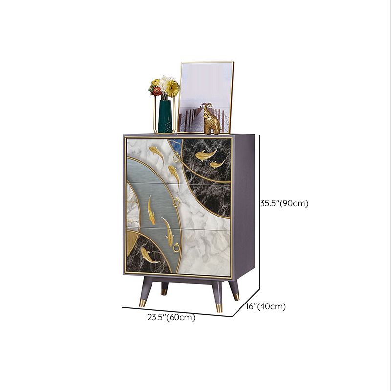 Wooden Storage Chest Dresser Classic Glam Storage Chest with Drawers