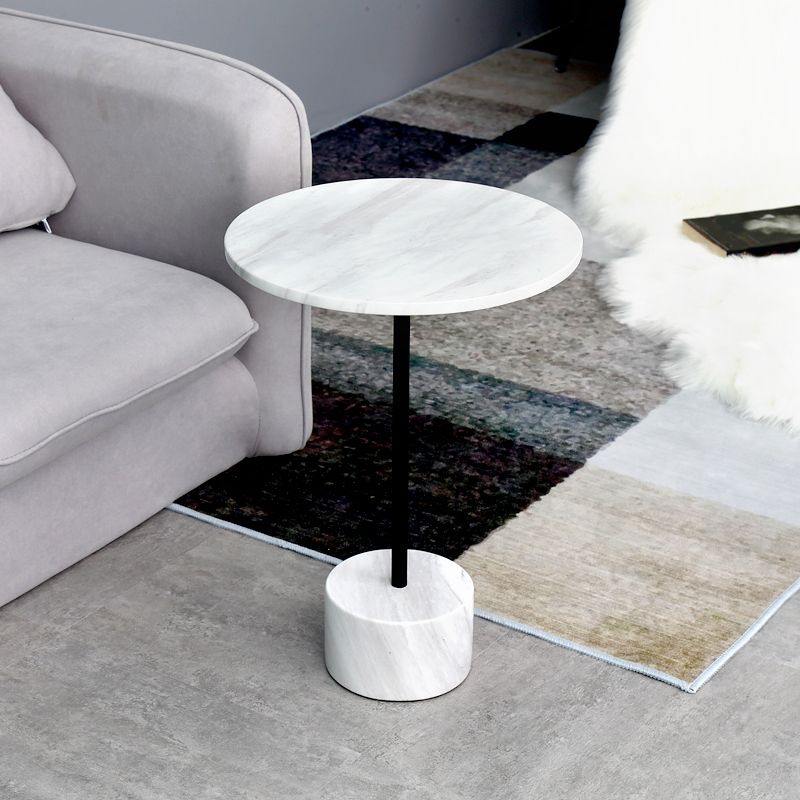 15.74" Wide Round Side Accent Table Marble Top Pedestal End Table