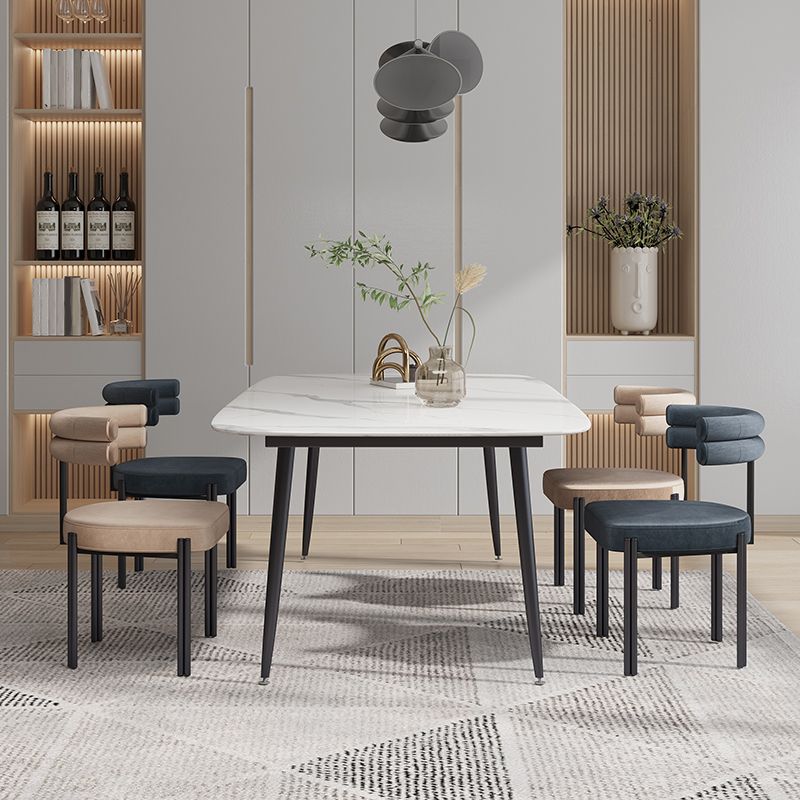 Silla lateral casera de estilo moderno Silla tapizada de comedor de diseño con respaldo abierto
