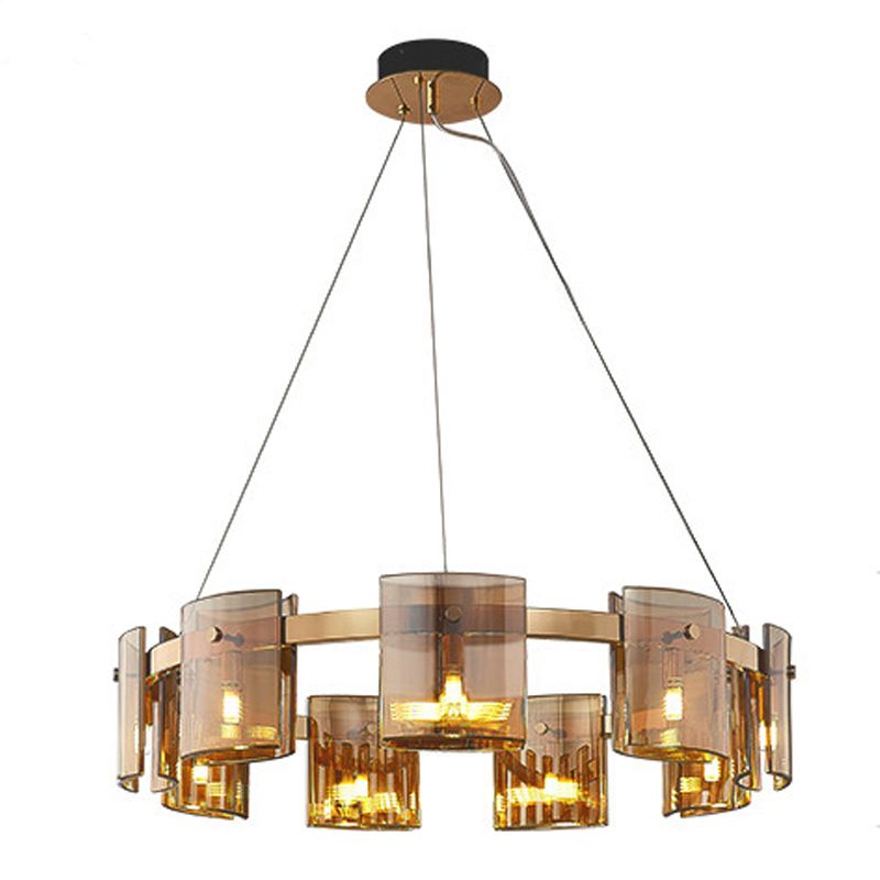 Modern Minimalism Pendant Light Metal Geometric Chandelier with Glass Shade
