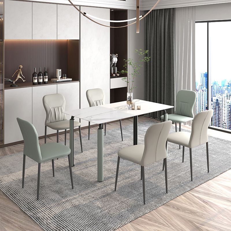 Contemporary Metal Dining Room Chairs PU Leather Dining Chairs for Home Use