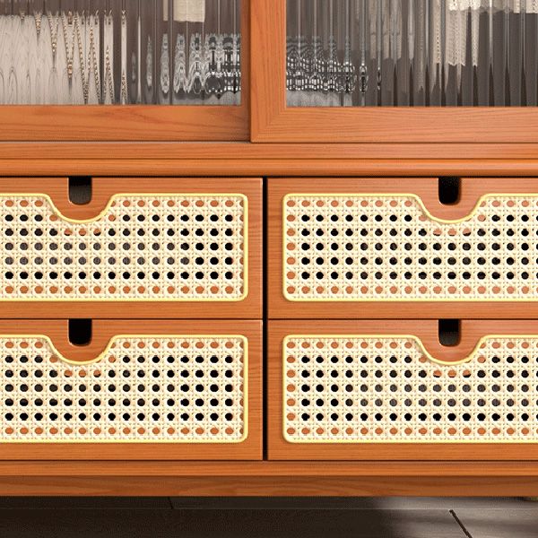 Contemporary Solid Wood Wardrobe Cabinet 2 Sliding Doors Sliding with Drawer