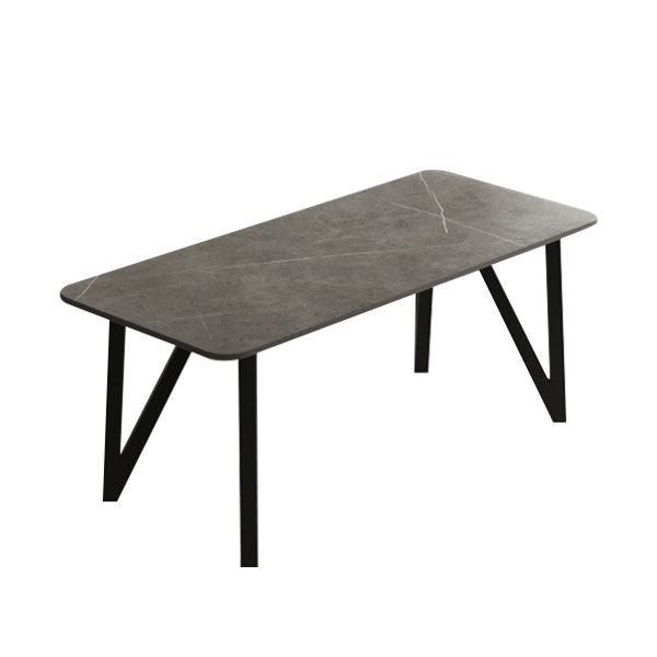 Rectangle Dining Table 4 Legs Dining Table in Black Frame for Kitchen