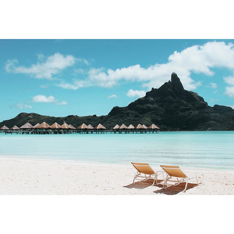 Photography Stain Resistant Wall Mural Recreational Beach Sitting Room Wall Mural