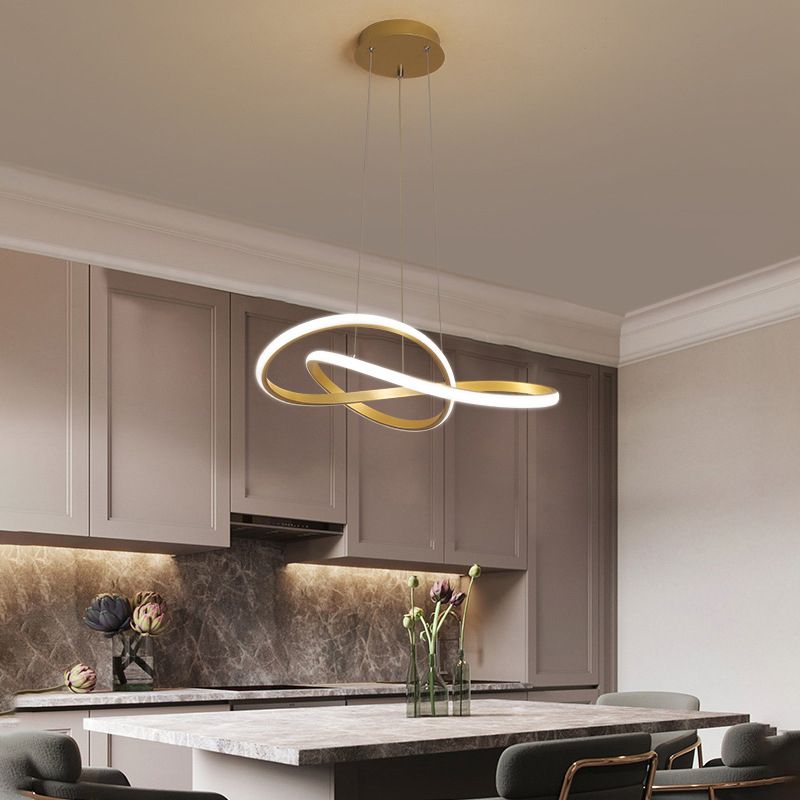 Modern Simplicity Seamless Curves Chandelier Lamp Aluminum Hanging Pendant Lights for Restaurant