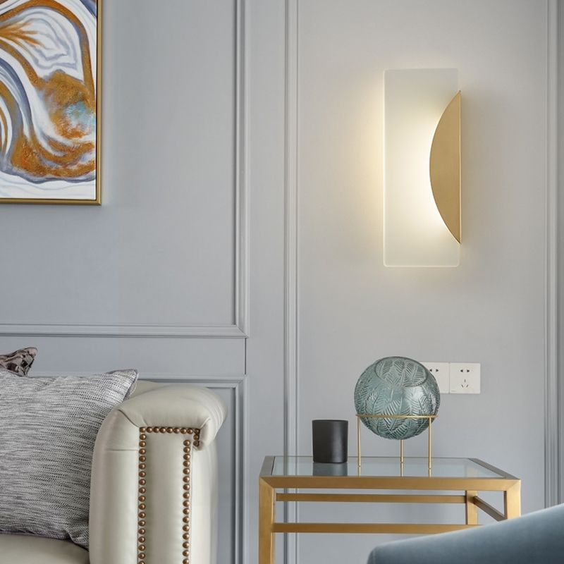 1-Light Rectangle Wall Lamp Modern Metal Sconce Light Fixture