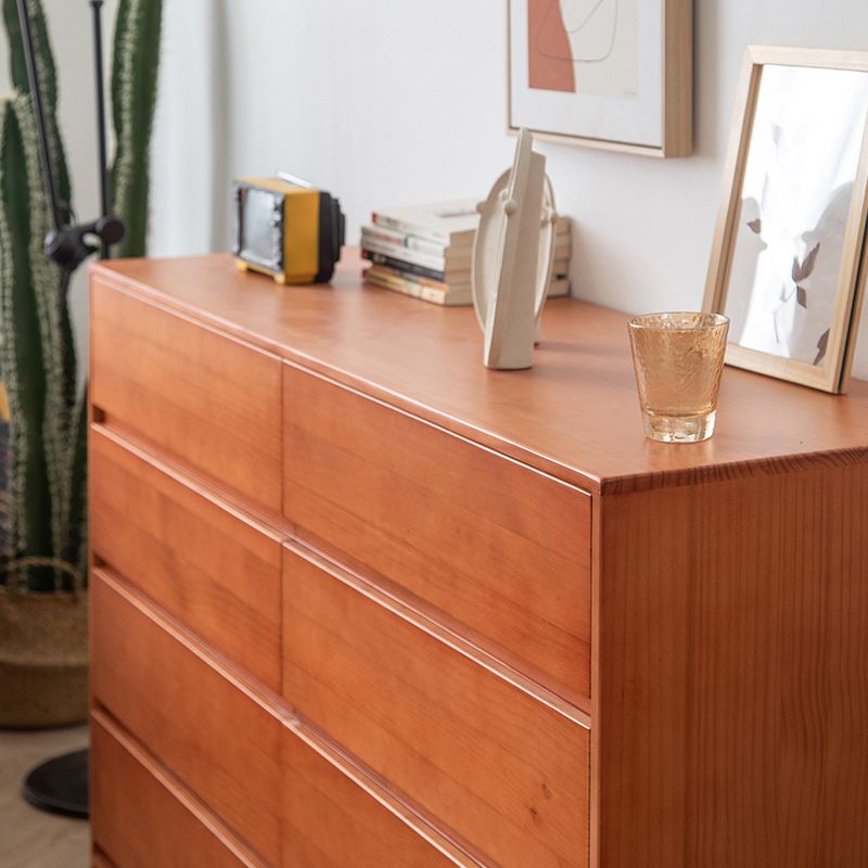 Contemporary Pine Wood Accent Chest with 8 Drawers Standard Chest