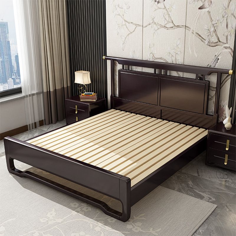84.65 inch Wide Traditional Bed Frame Rubberwood Bed with Headboard