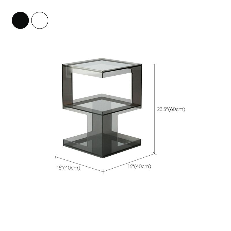 Modern Block Accent Side Table with Storage Square Living Room Corner Table