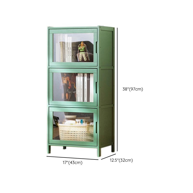 Contemporary Green Wood Accent Cabinet Rectangle Grooves Accent Cabinet