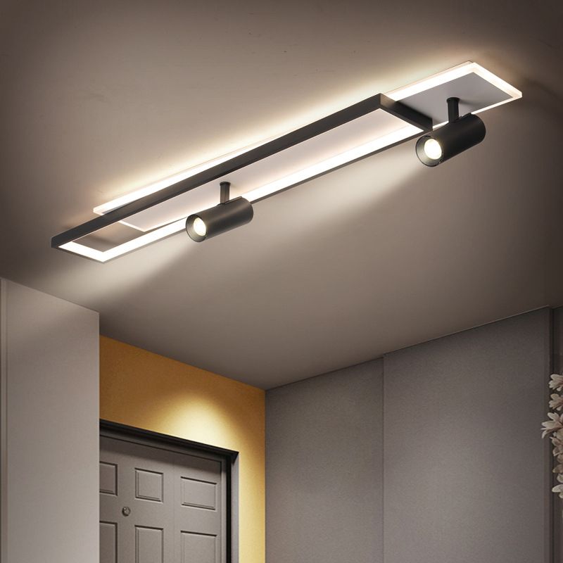 Nouveau Luminaire de plafond de salon linéaire de lumière affleurante de LED de fer moderne avec 2 projecteurs