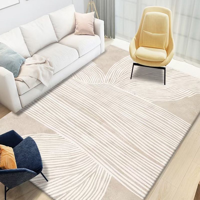 Apricot Abstract Pattern Carpet Polyester Casual Carpet Washable Carpet for Living Room
