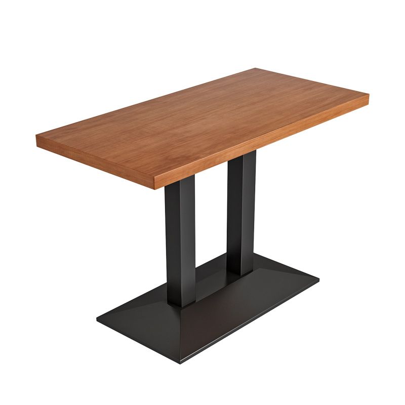 Metal Industrial Dining Table Pine Wood Top Table with Pedestal Base