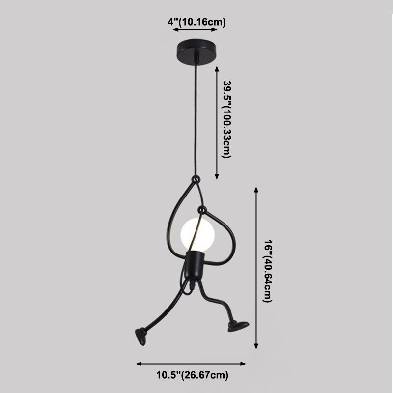 1-Light Pendant Ceiling Lights Industrial Metal Multi Pendant Light Fitting in Black